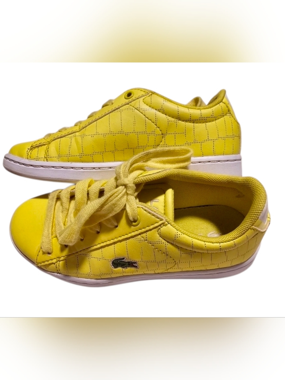 LACOSTE Carnaby Evo Neon Yellow Sneakers Unisex Toddler Kid's Size 11